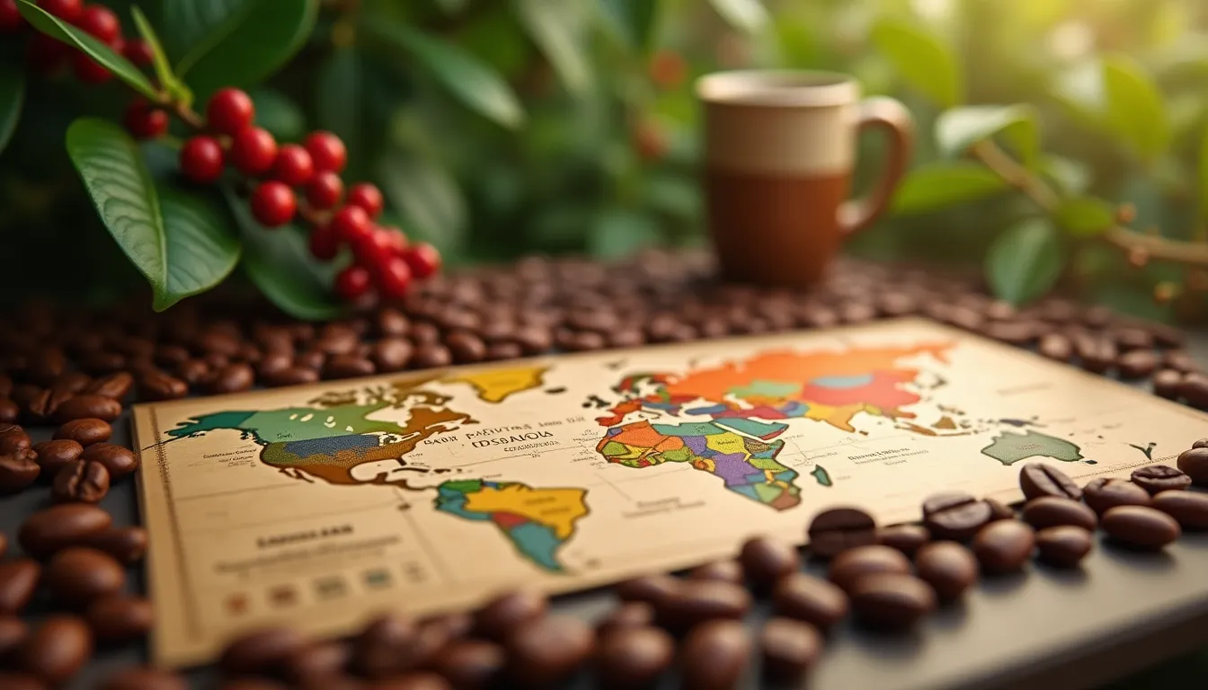 Kaffeebohnen-Herkunftsanzeige